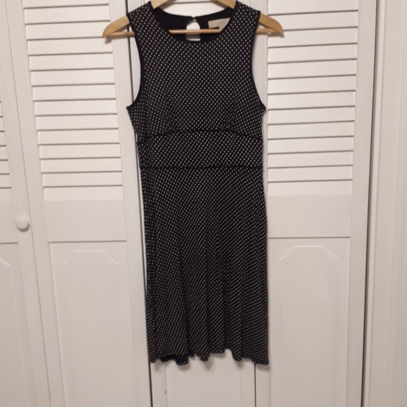 Ann Taylor Loft. Navy blue polka dot dress. MP - Picture 2 of 3